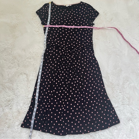 Boden Black and Pink Polka Dot Midi Dress - Picture 4 of 8